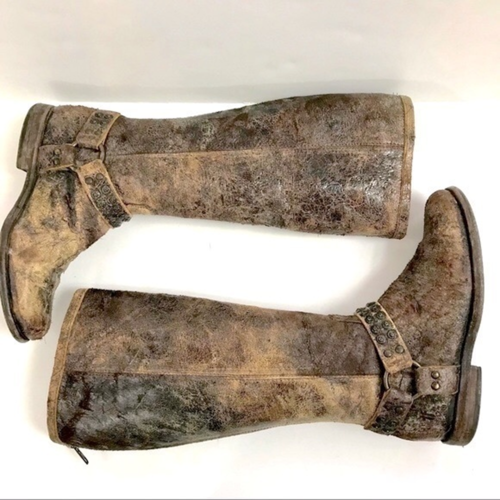 Frye Distressed Glaze Phillip Studded Harness Tall Boot